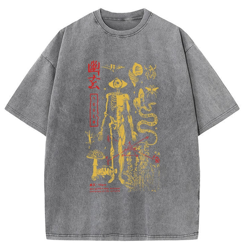 Modecanvas Spooky Ghost Japanese Washed T-Shirt-modecanvas