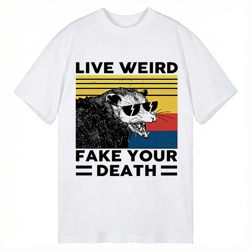 Modecanvas Live Weird Fake Your Death Possum DTG Printing Classic T-Shirt-modecanvas