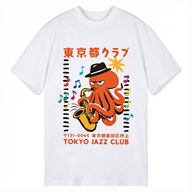 Modecanvas Japanese Octopus In Band DTG Printing Classic T-Shirt-modecanvas