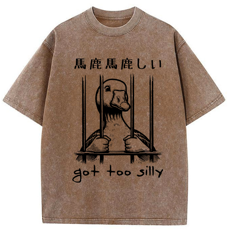 Modecanvas Got Too Silly Washed T-Shirt-modecanvas