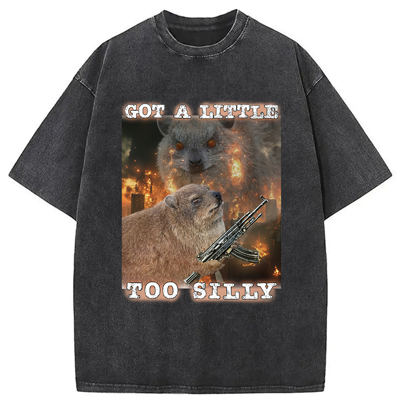 Modecanvas Got A Little Too Silly Rock Hyrax Washed T-Shirt