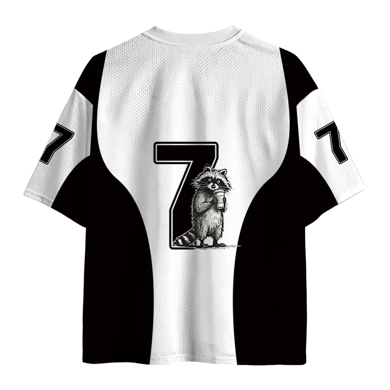 Modecanvas First Coffee Then Chaos Raccoon Mesh Jersey-modecanvas