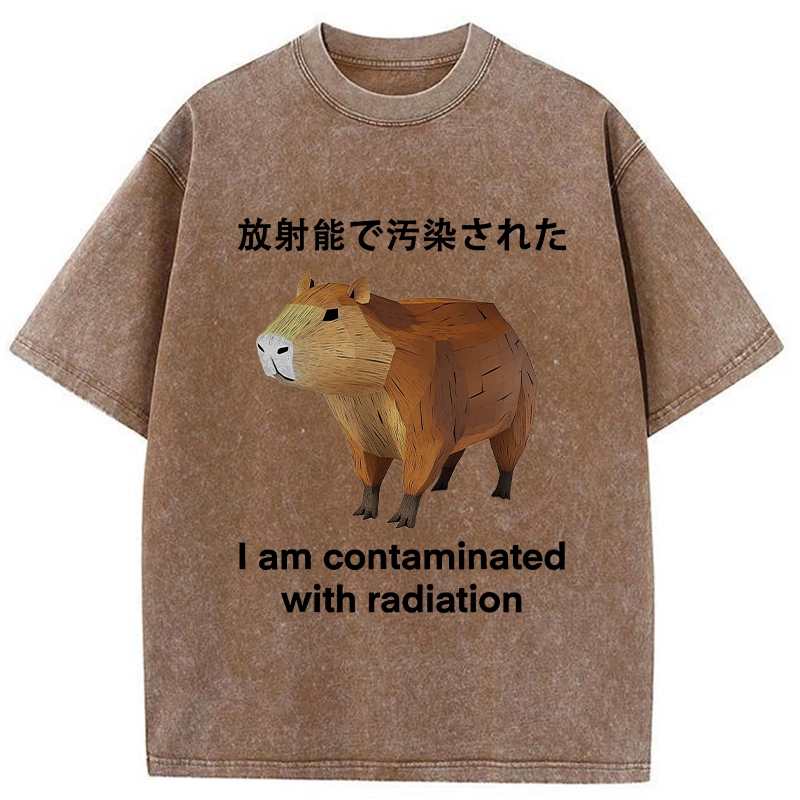 Modecanvas Capybara Contaminated By Radiation Washed T-Shirt-modecanvas