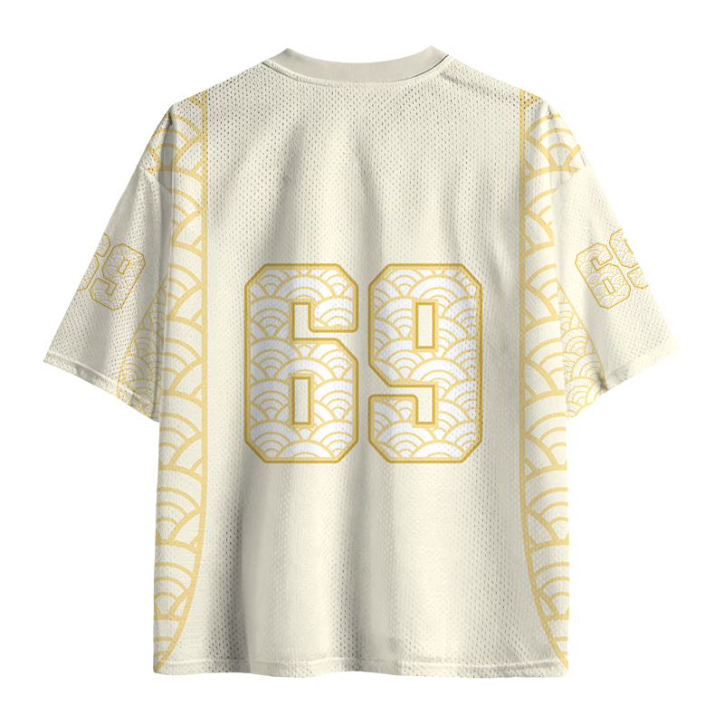 Modecanvas Samurai Cat Japanese Kanji Mesh Jersey-modecanvas