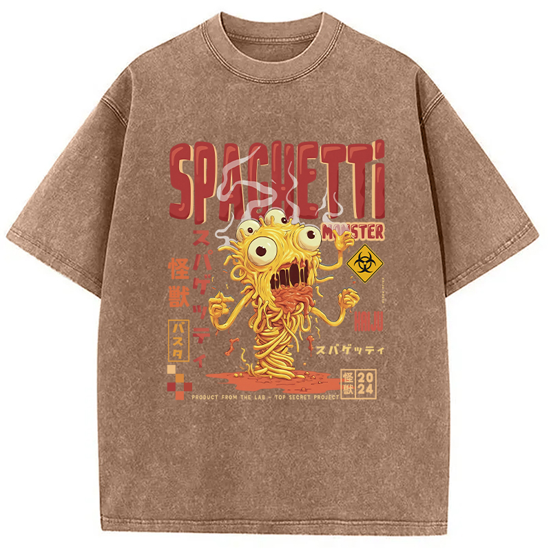Modecanvas Monster Spaghetti Japanese Retro Tokyo Washed T-Shirt