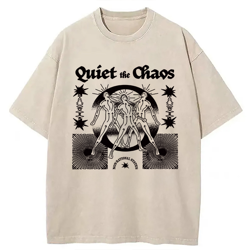 Modecanvas Quiet And Chaos DTG Printing Washed T-Shirt