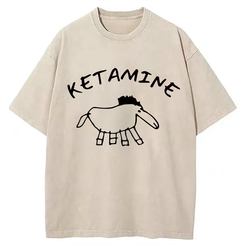 Modecanvas Ketamine Child Drawing DTG Printing Washed T-Shirt