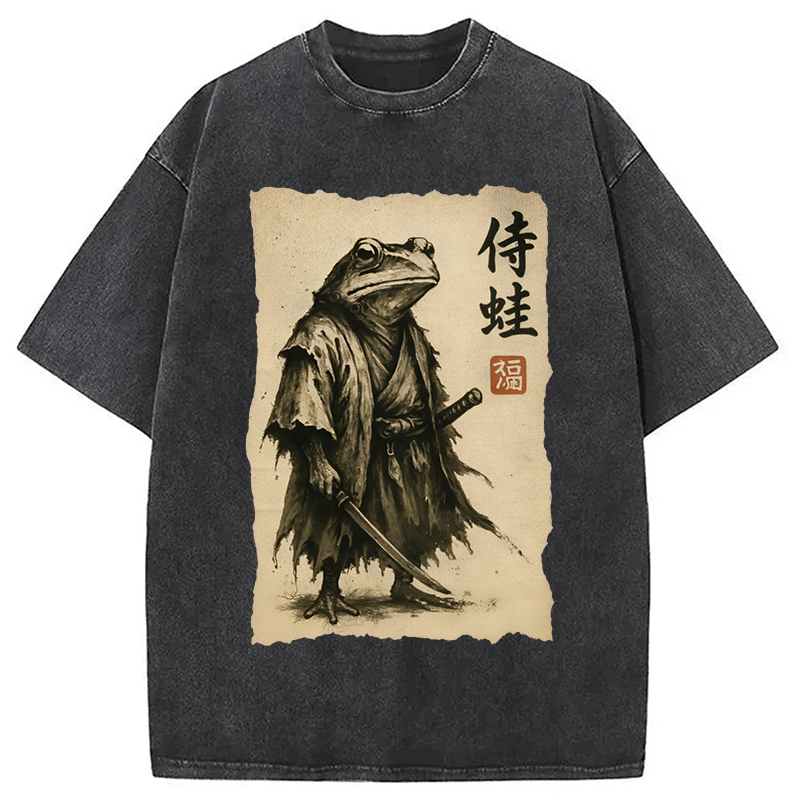 Modecanvas Samurai Frog Washed T-Shirt