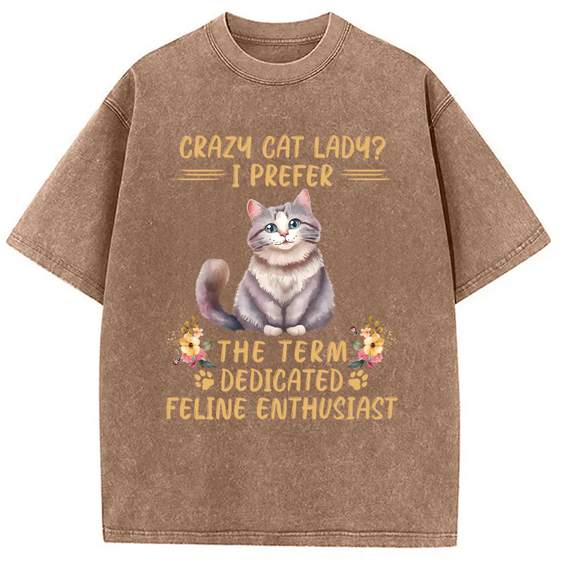 Modecanvas Funny Sarcastic Cat Lady DTG Printing Washed T-Shirt