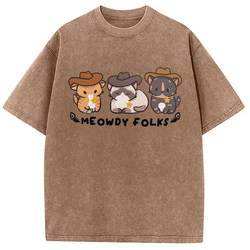 Modecanvas Meowdy Folks DTG Printing Washed T-Shirt