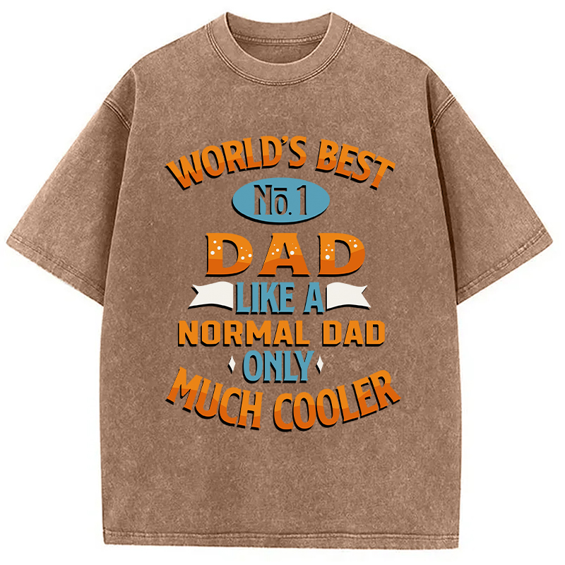 Modecanvas Worlds Best No 1 Dad DTG Printing Washed T-Shirt