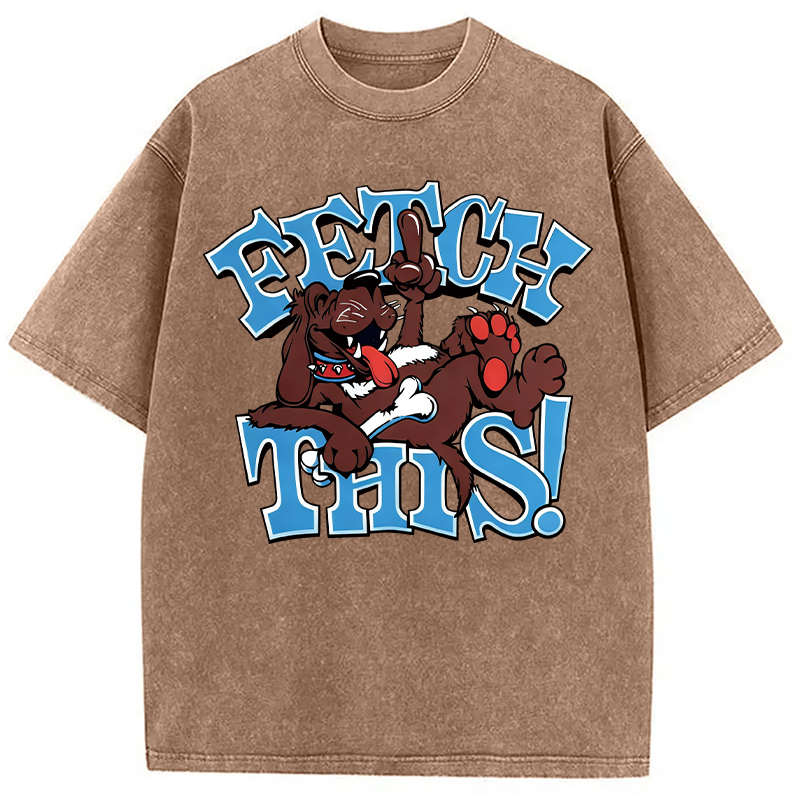 Modecanvas Vintage 90s Fetch Dog DTG Printing Washed T-Shirt