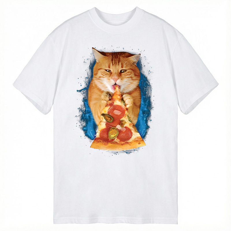 Modecanvas Pizza Cat DTG Printing Classic T-Shirt-modecanvas