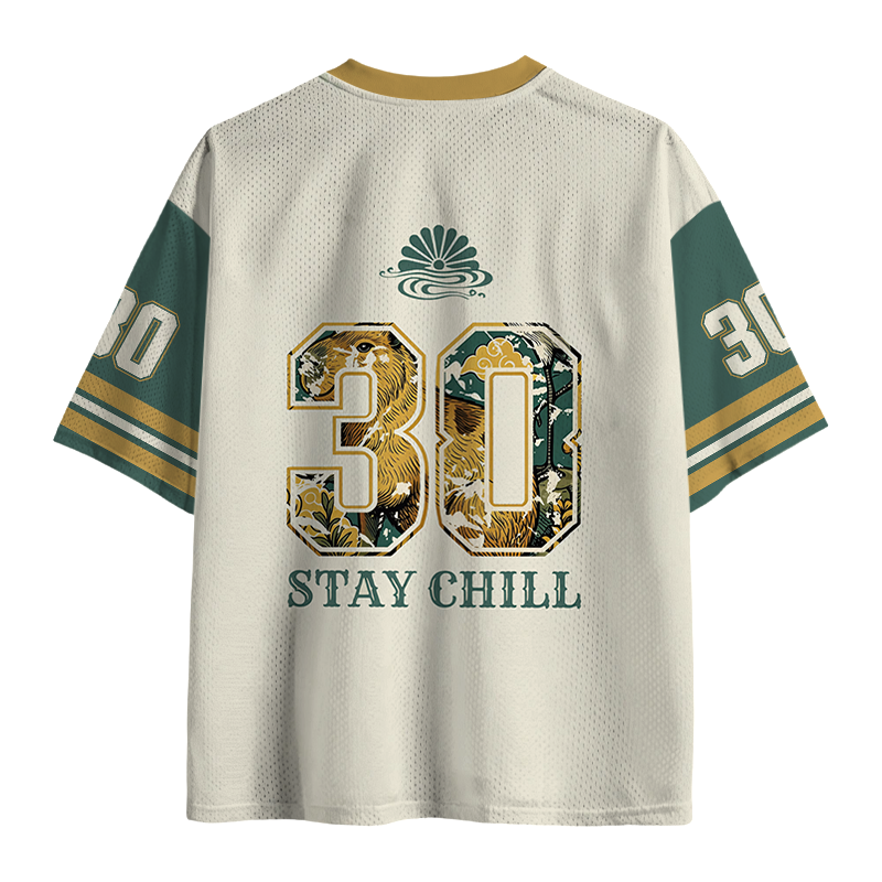 Modecanvas Tea-Sipping Capybara Mesh Jersey-modecanvas