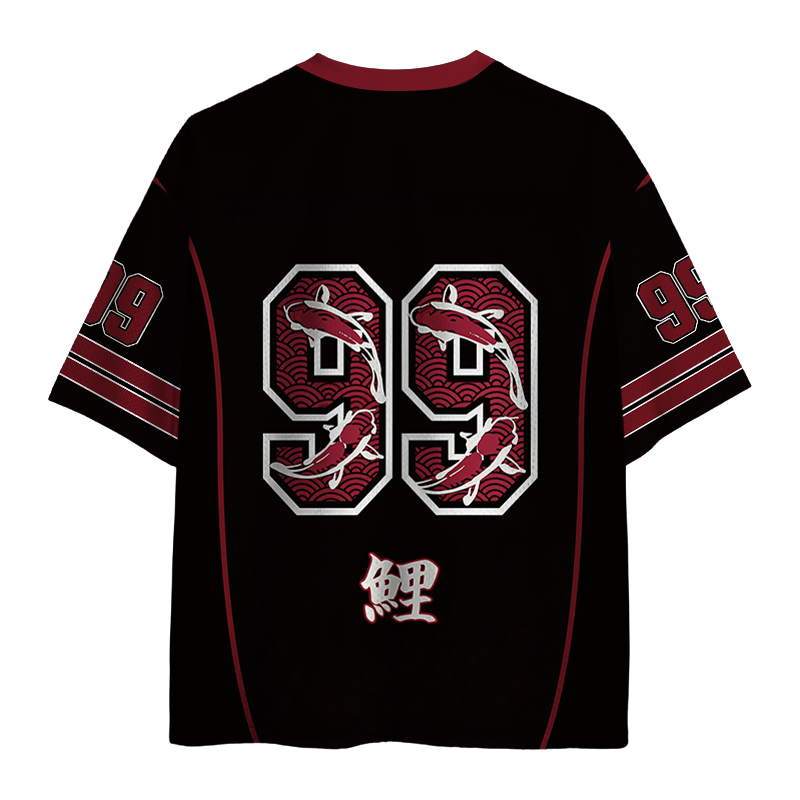 Modecanvas Red Koi Wave Mesh Jersey-modecanvas