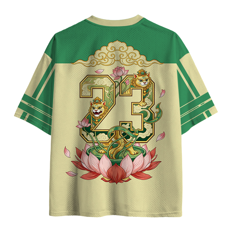 Modecanvas Zen Cat Lotus Serenity Mesh Jersey-modecanvas