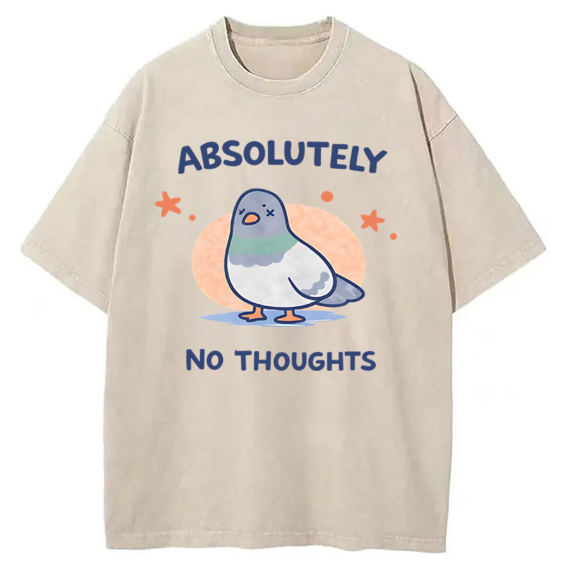 Modecanvas Absolutely No Thoughts DTG Printing Washed T-Shirt