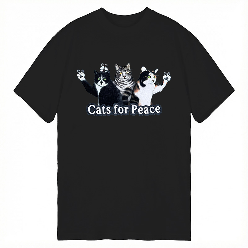 Modecanvas Cats For Peace DTG Printing Classic T-Shirt-modecanvas