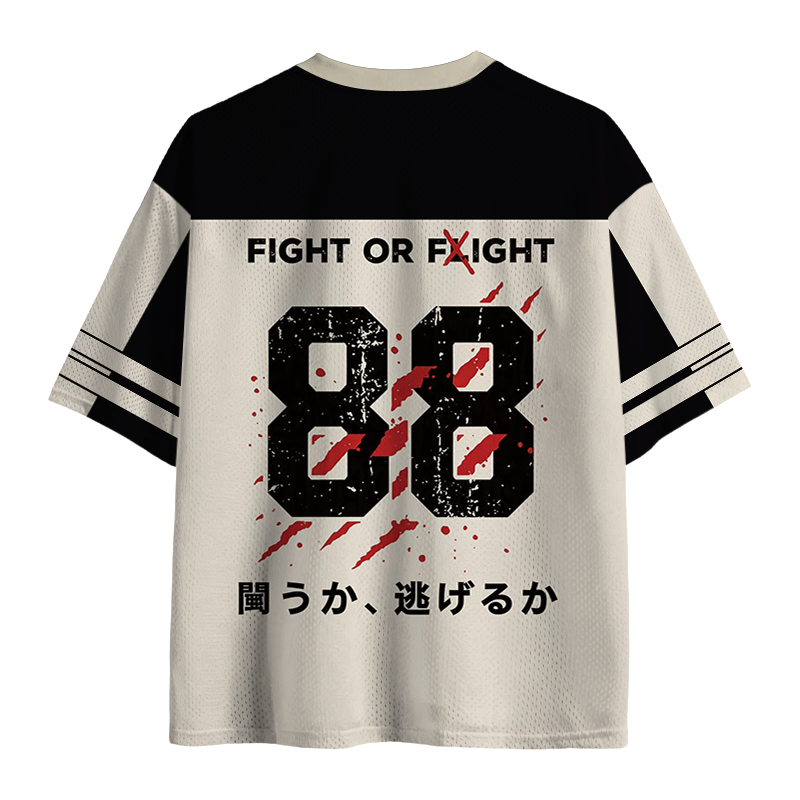 Modecanvas Woodblock Penguin:Fight Or Flight Mesh Jersey-modecanvas