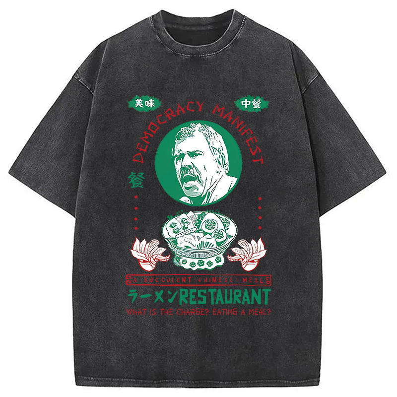 Modecanvas Delicious Chinese Food Washed T-Shirt-modecanvas