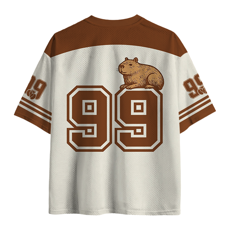 Modecanvas The Elegant Capybara Drinking Coffee Mesh Jersey-modecanvas