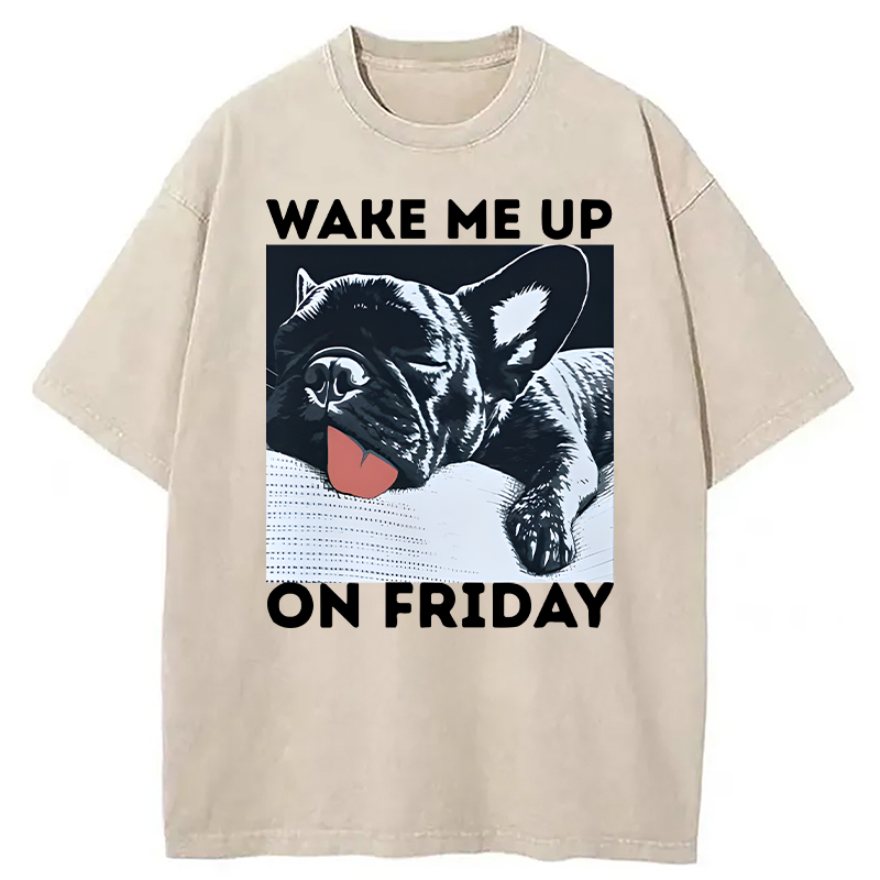 Modecanvas Wake Me Up On Friday DTG Printing Washed T-Shirt
