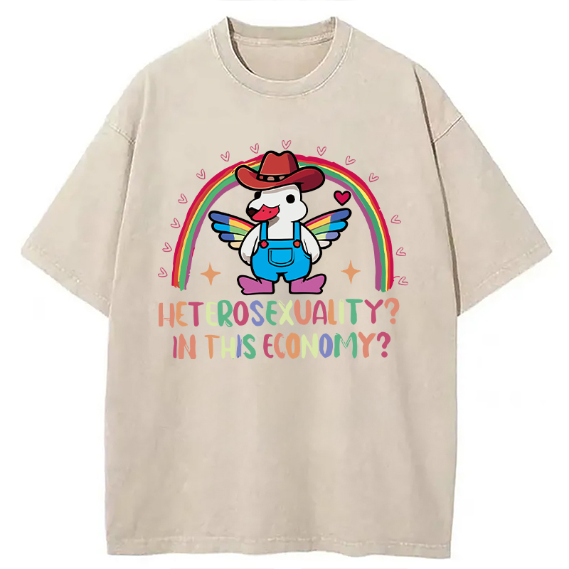 Modecanvas Duck Says No To Heteronormativity DTG Printing Washed T-Shirt