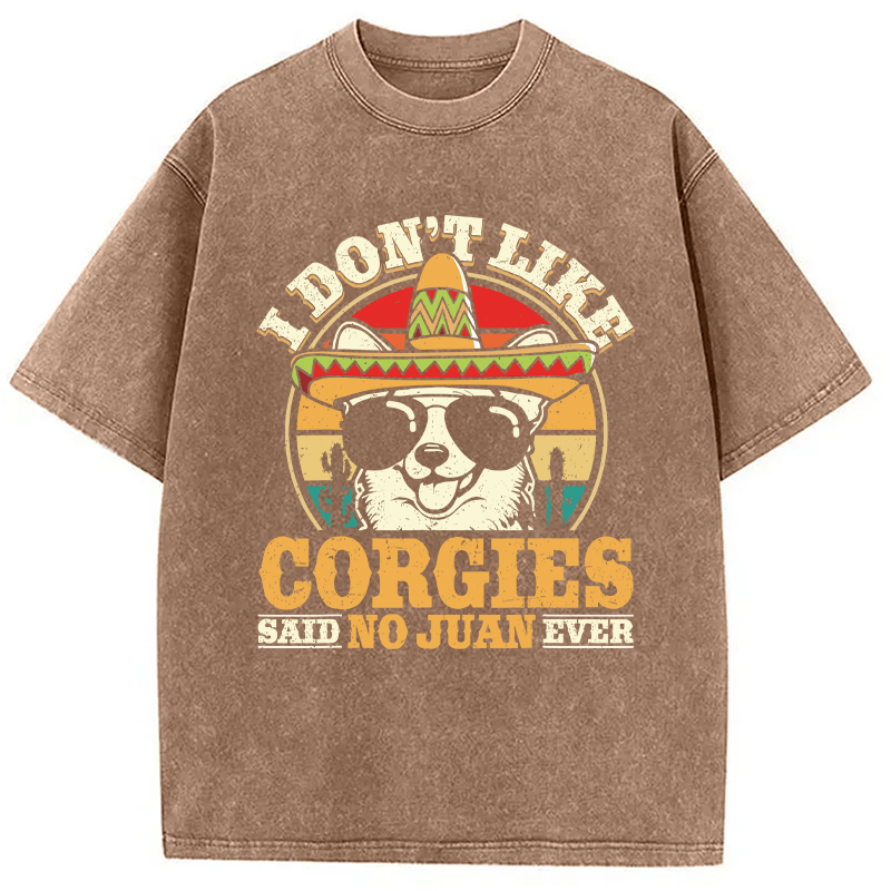 Modecanvas Mexican Corgi Dog DTG Printing Washed T-Shirt