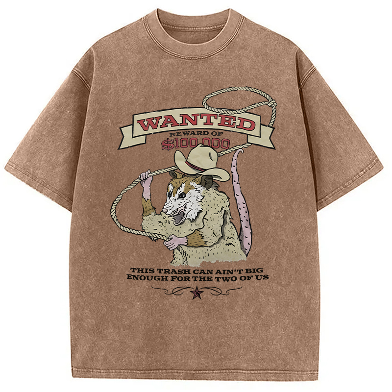 Modecanvas Wanted Cowboy Opossum DTG Printing Washed T-Shirt