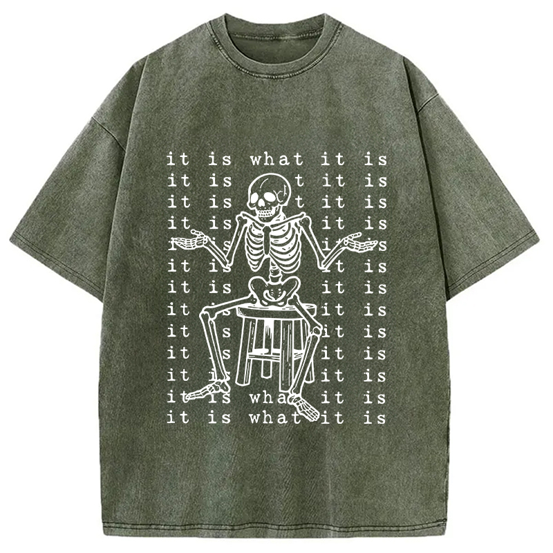 Modecanvas Helpless Skeleton DTG Printing Washed T-Shirt-modecanvas