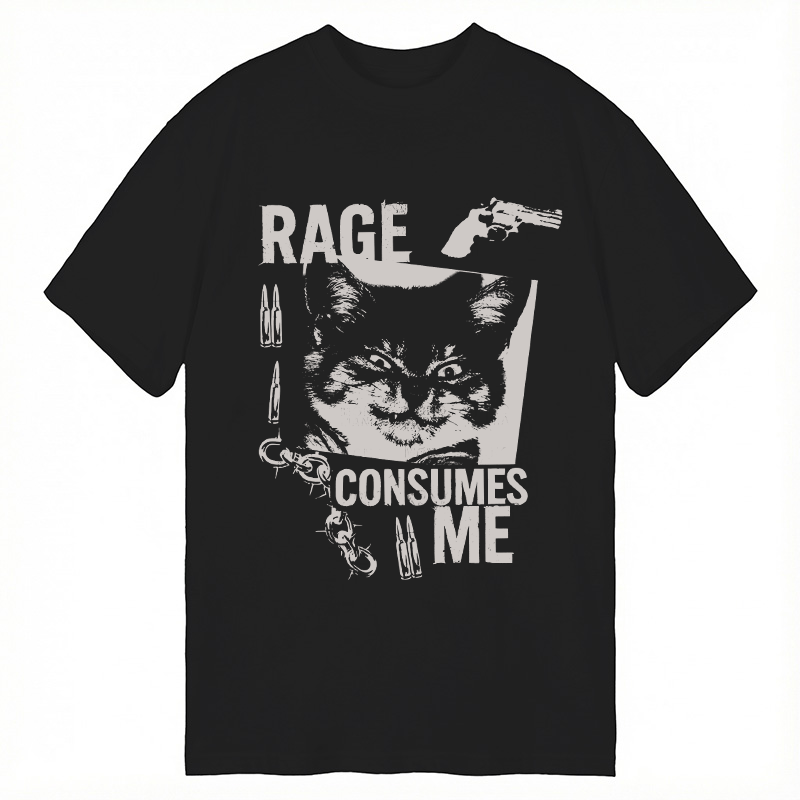 Modecanvas Rage Consumes Me Funny Cat Meme DTG Printing Classic T-Shirt-modecanvas