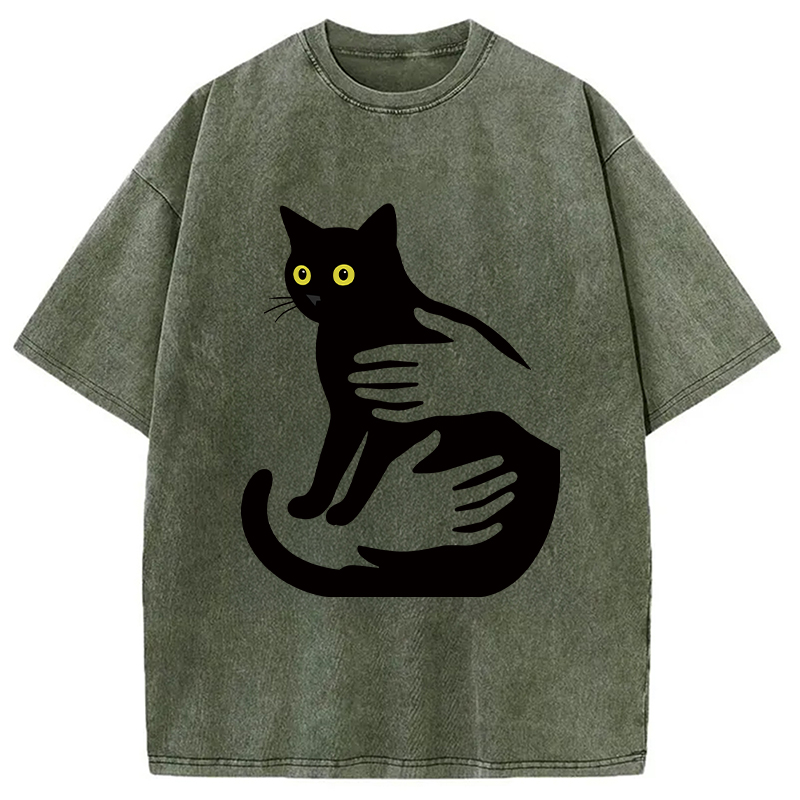 Modecanvas Hug A Black Cat Washed T-Shirt