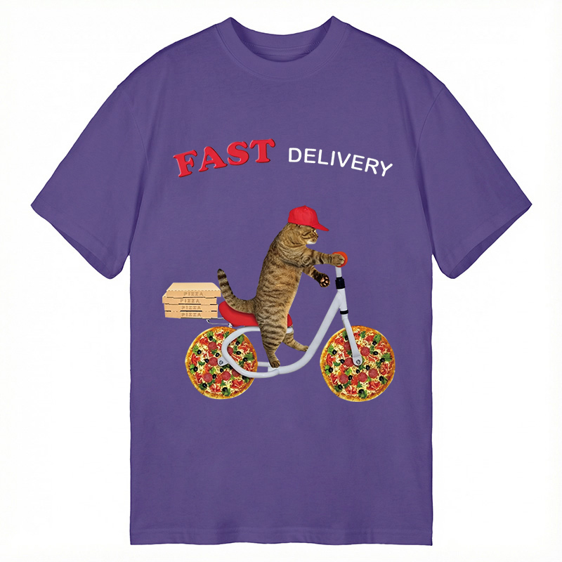 Modecanvas Cat Delivery Food DTG Printing Classic T-Shirt-modecanvas