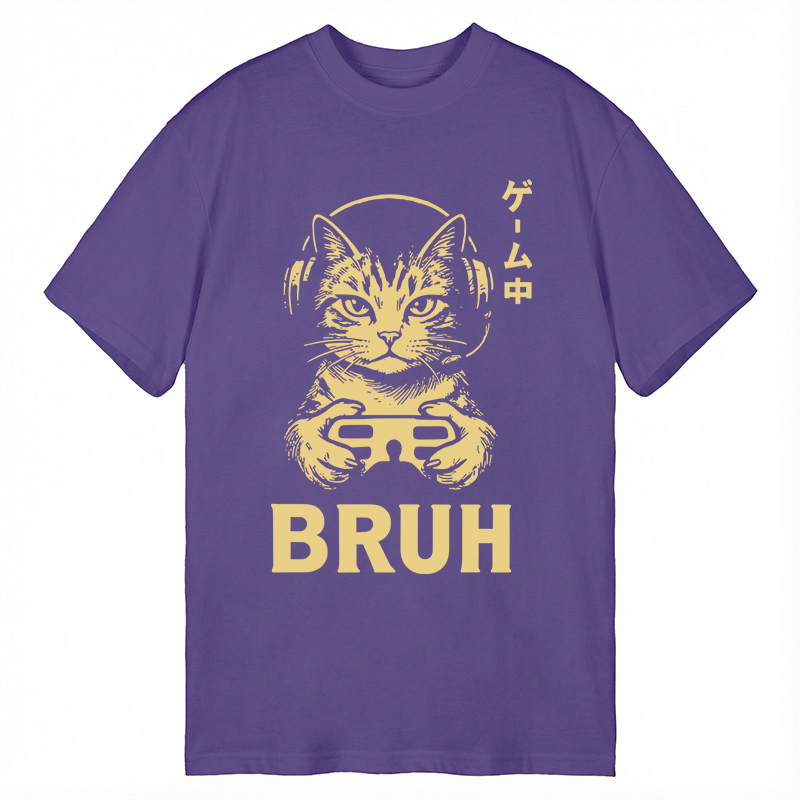 Modecanvas Bruh Gamer Cat DTG Printing Classic T-Shirt-modecanvas