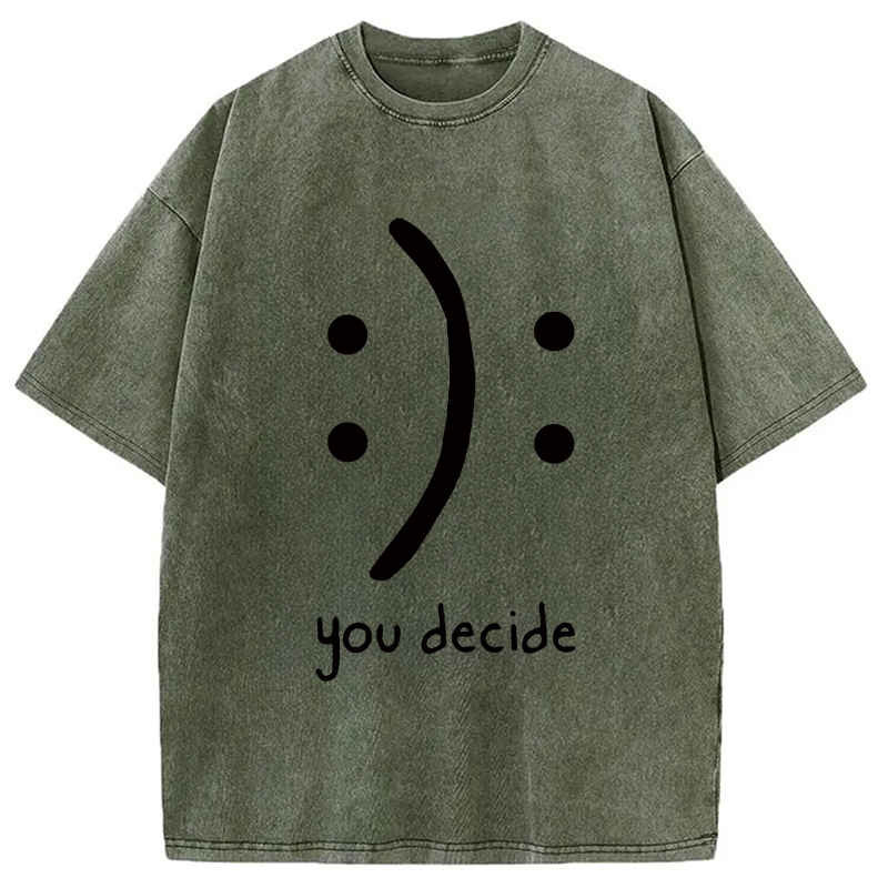 Modecanvas Laugh Or Sad Washed T-Shirt