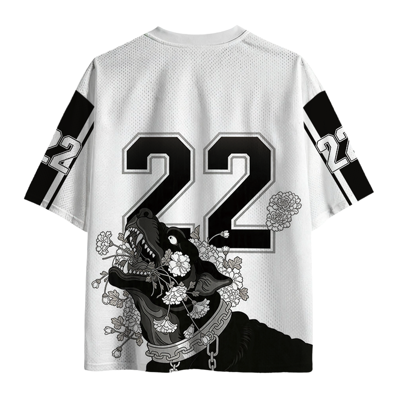 Modecanvas Flowers Black Dog Mesh Jersey-modecanvas