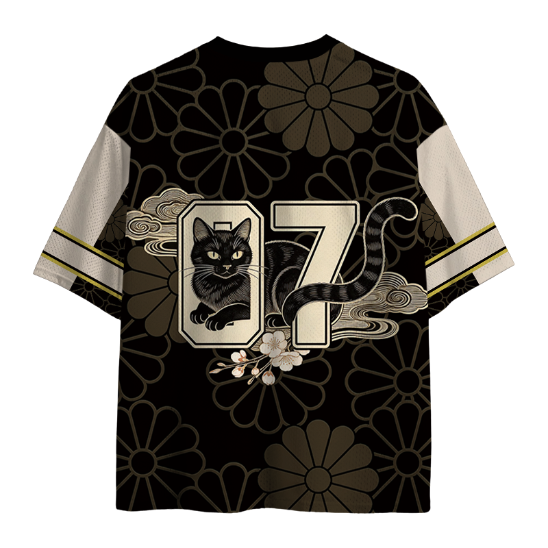 Modecanvas Tea Time With A Black Cat Mesh Jersey-modecanvas