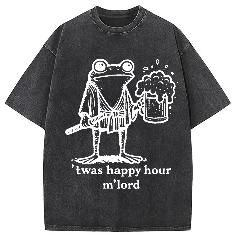 Modecanvas Happy Hour Frog Washed T-Shirt