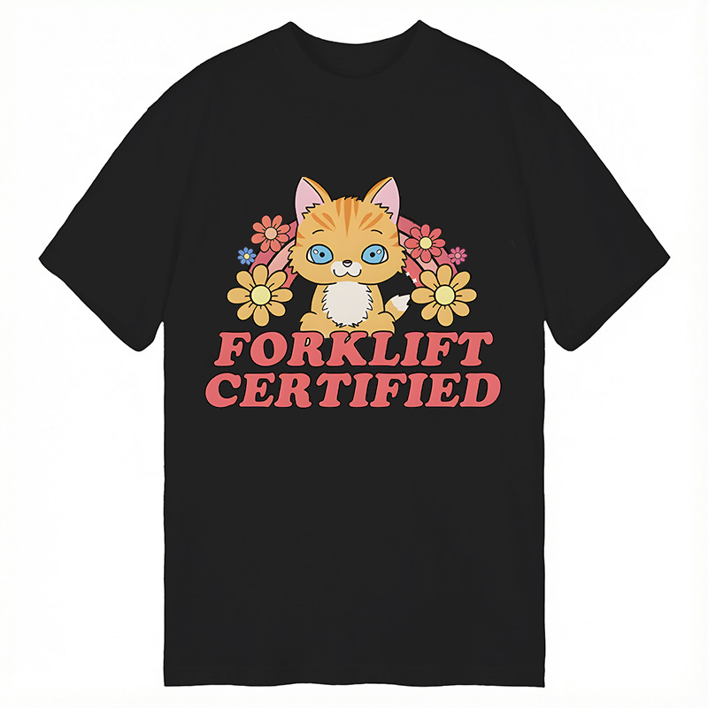 Modecanvas Forklift Certified Cat Meme DTG Printing Classic T-Shirt-modecanvas