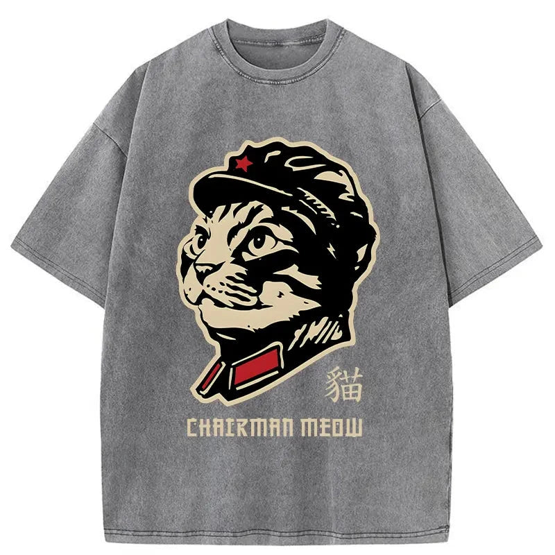 Modecanvas Chinese Spirit Cat Washed T-Shirt
