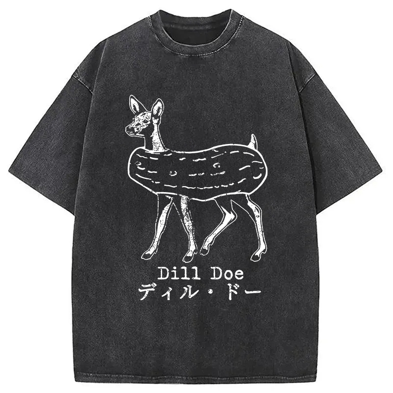 Modecanvas Cucumber Deer Washed T-Shirt-modecanvas