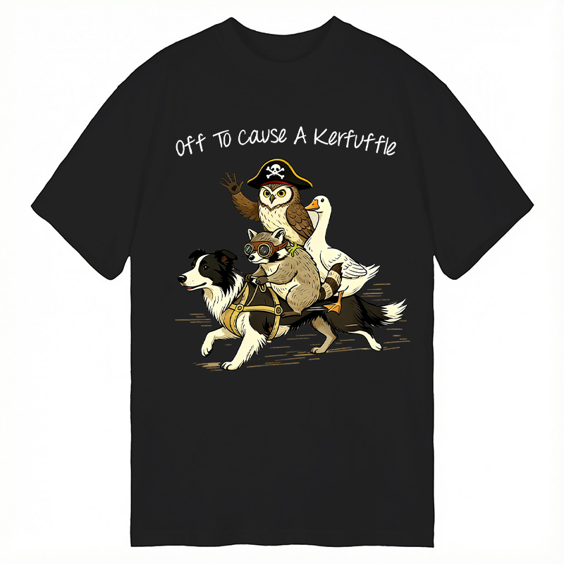Modecanvas Off To Cause A Kerfuffle Funny Animal Group Meme DTG Printing Classic T-Shirt-modecanvas