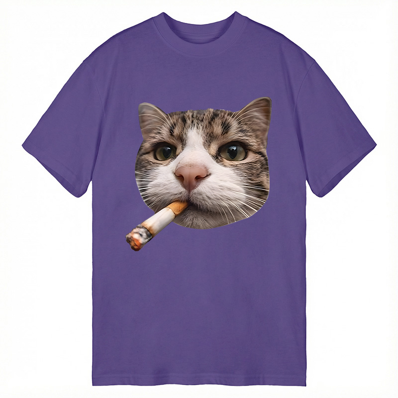 Modecanvas Smoking Cat Meme DTG Printing Classic T-Shirt-modecanvas