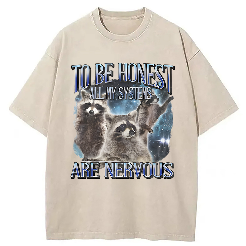 Modecanvas To Be Honest All My Systems Are Nervous DTG Printing Washed T-Shirt