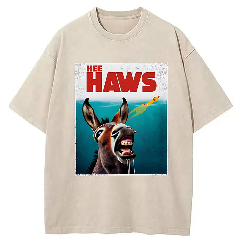 Modecanvas Funny Donkey And Rubber Chicken DTG Printing Washed T-Shirt