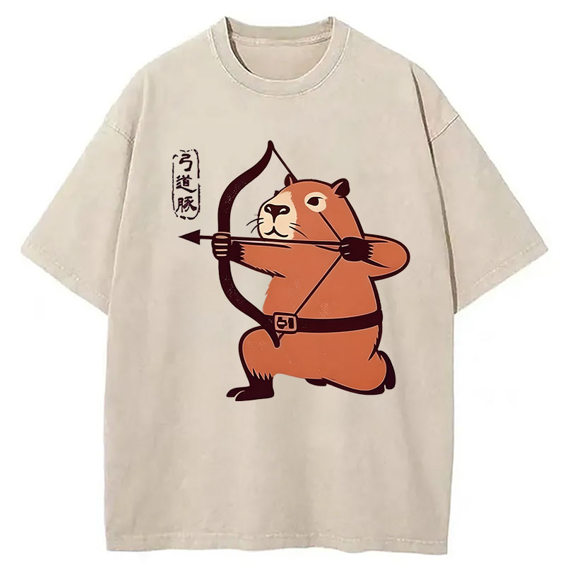 Modecanvas The Capybara Archer DTG Printing Washed T-Shirt