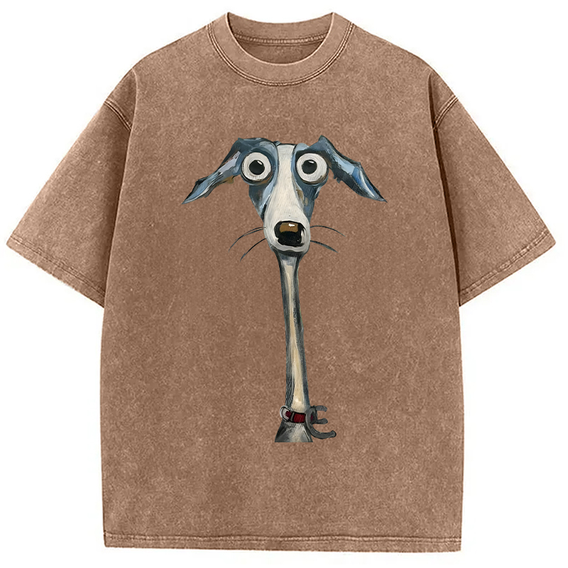 Modecanvas Funny Dog Art DTG Printing Washed T-Shirt