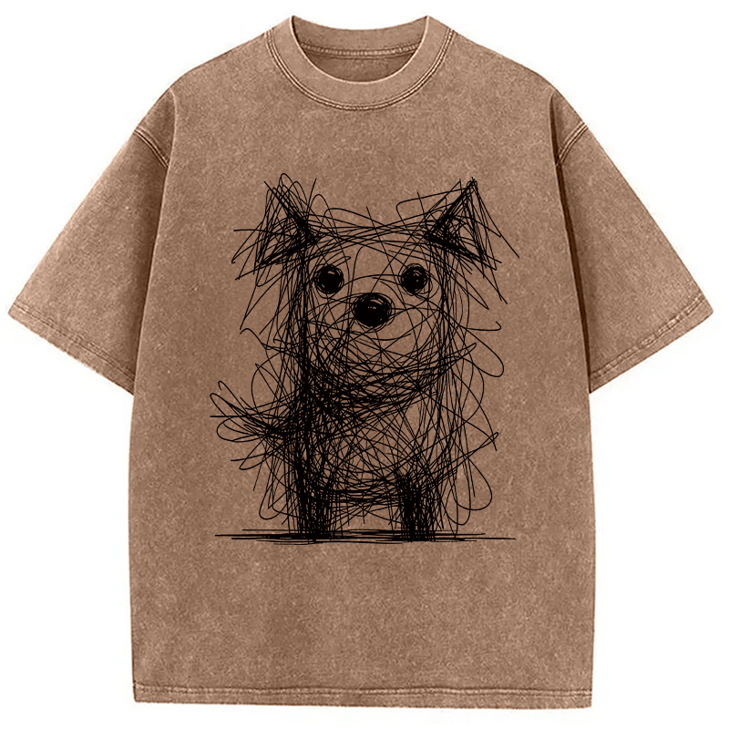 Modecanvas Scruffy Dog Chaos Art DTG Printing Washed T-Shirt