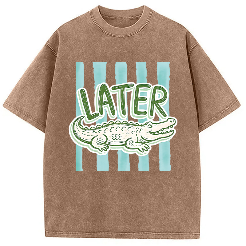 Modecanvas After While Crocodile DTG Printing Washed T-Shirt