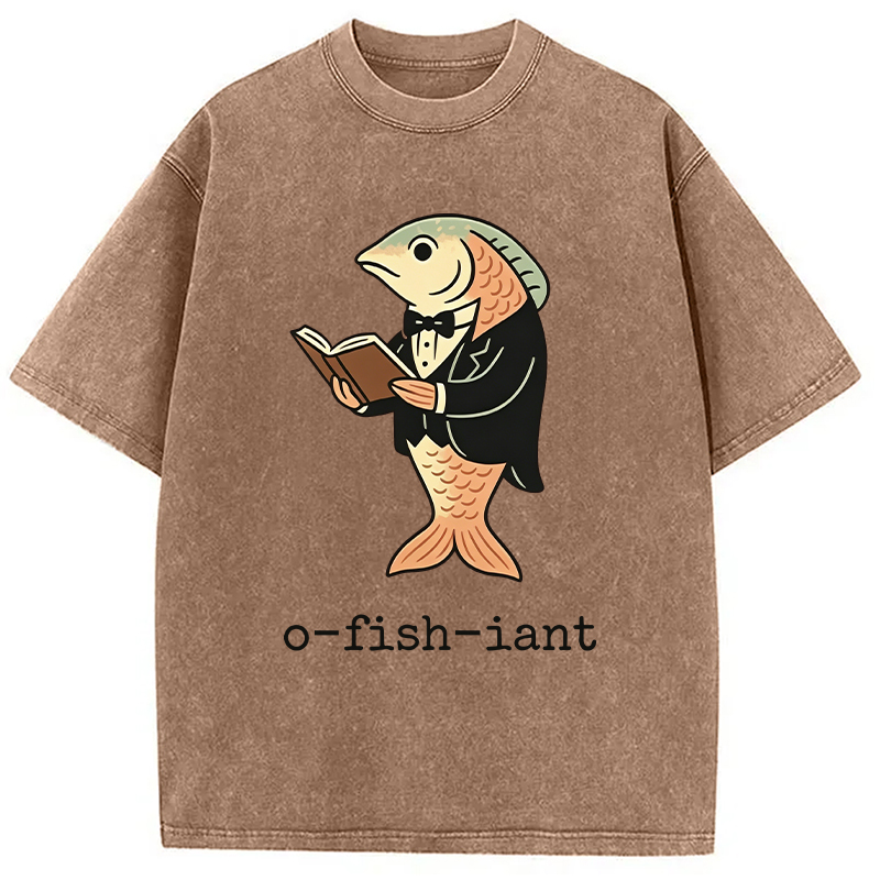 Modecanvas Fisherman O-fish-iant DTG Printing Washed T-Shirt